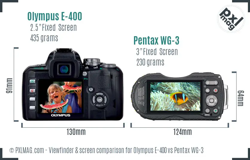 Olympus E-400 vs Pentax WG-3 Screen and Viewfinder comparison