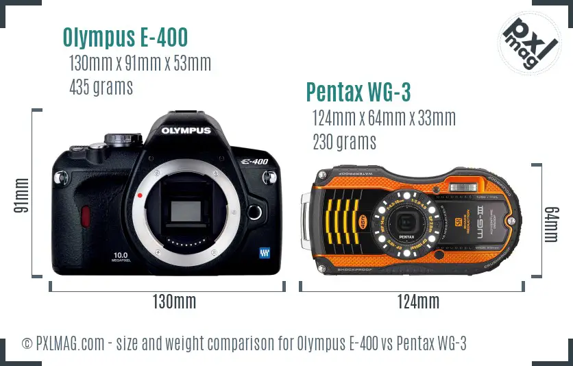 Olympus E-400 vs Pentax WG-3 size comparison