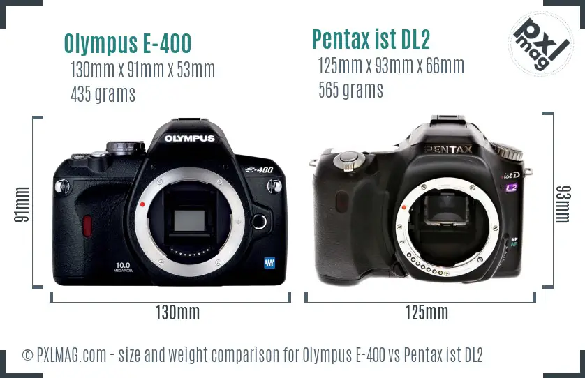 Olympus E-400 vs Pentax ist DL2 size comparison