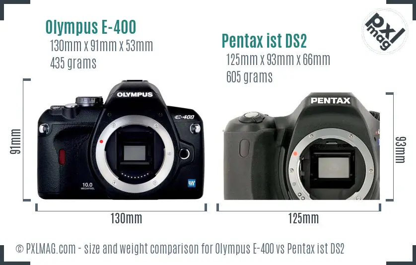 Olympus E-400 vs Pentax ist DS2 size comparison
