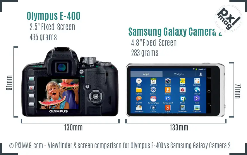 Olympus E-400 vs Samsung Galaxy Camera 2 Screen and Viewfinder comparison Olympus E-400 vs Samsung Galaxy Camera 2 Screen and Viewfinder comparison