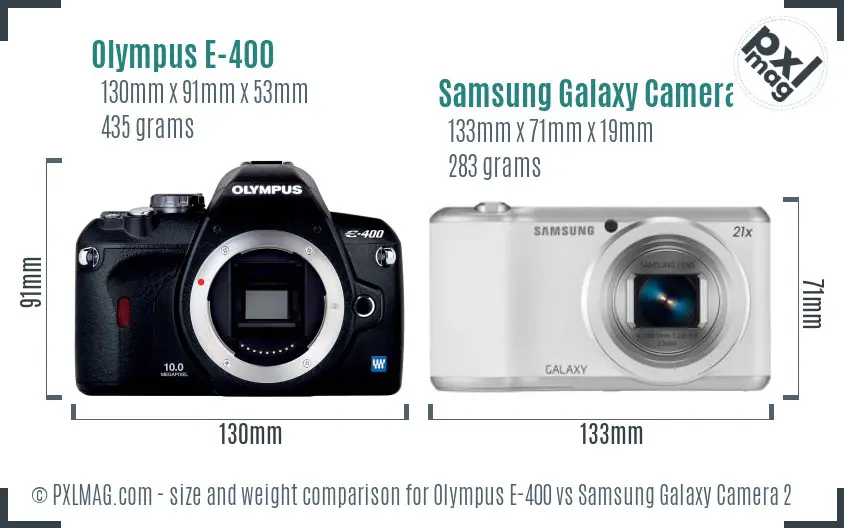 Olympus E-400 vs Samsung Galaxy Camera 2 size comparison Olympus E-400 vs Samsung Galaxy Camera 2 size comparison