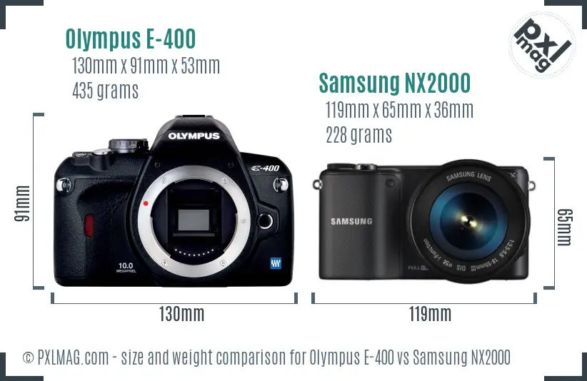 Olympus E-400 vs Samsung NX2000 size comparison