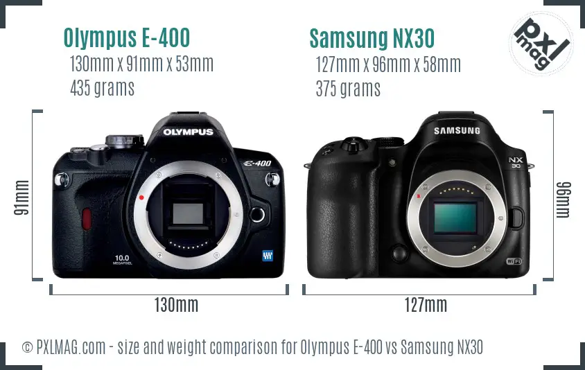 Olympus E-400 vs Samsung NX30 size comparison