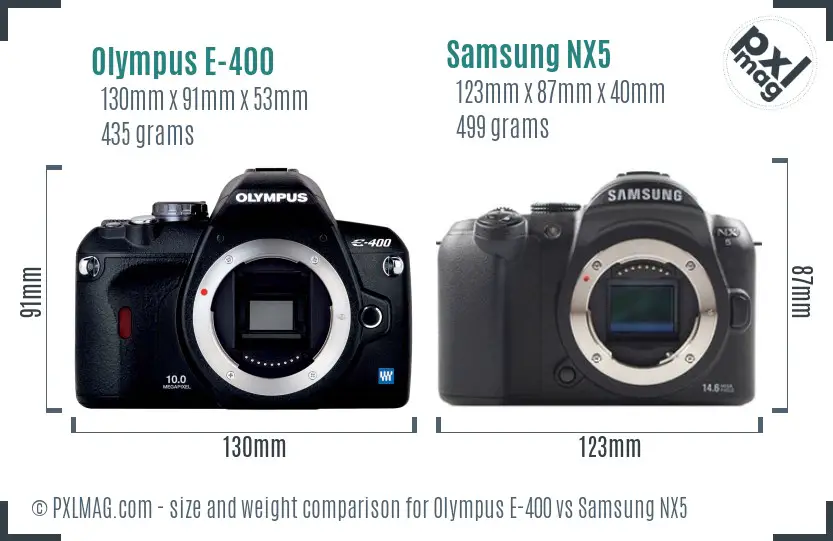 Olympus E-400 vs Samsung NX5 size comparison