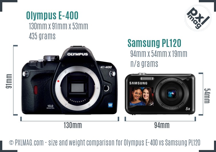 Olympus E-400 vs Samsung PL120 size comparison