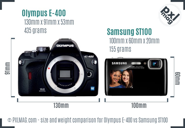 Olympus E-400 vs Samsung ST100 size comparison