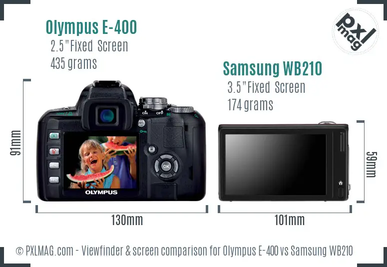 Olympus E-400 vs Samsung WB210 Screen and Viewfinder comparison