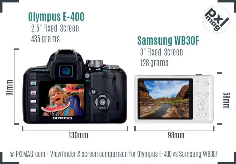 Olympus E-400 vs Samsung WB30F Screen and Viewfinder comparison