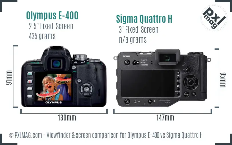 Olympus E-400 vs Sigma Quattro H Screen and Viewfinder comparison