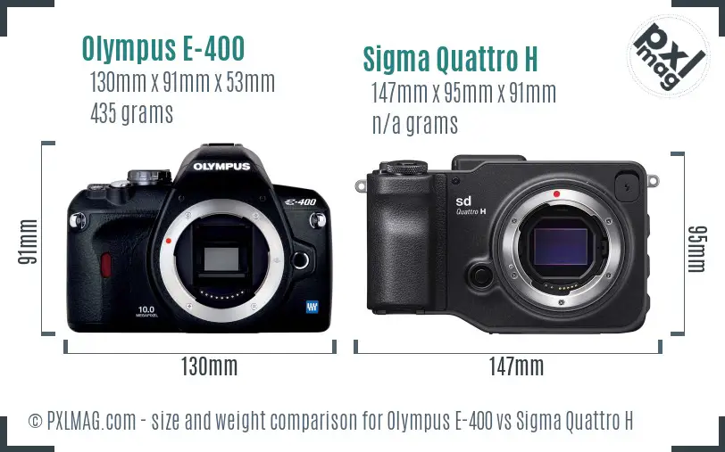 Olympus E-400 vs Sigma Quattro H size comparison