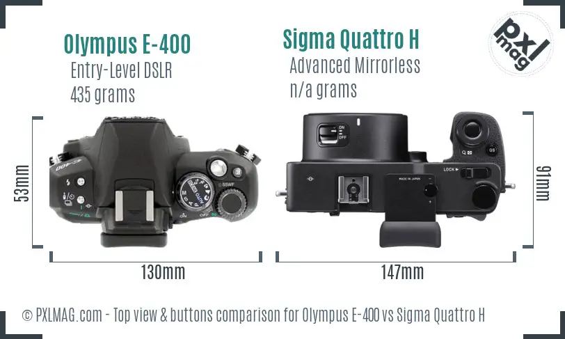 Olympus E-400 vs Sigma Quattro H top view buttons comparison