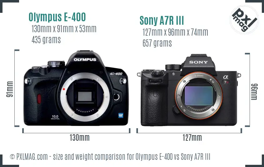 Olympus E-400 vs Sony A7R III size comparison