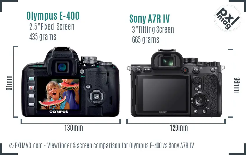 Olympus E-400 vs Sony A7R IV Screen and Viewfinder comparison