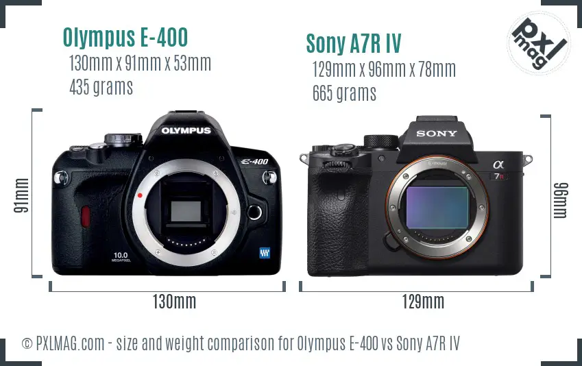Olympus E-400 vs Sony A7R IV size comparison