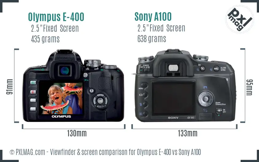 Olympus E-400 vs Sony A100 Screen and Viewfinder comparison