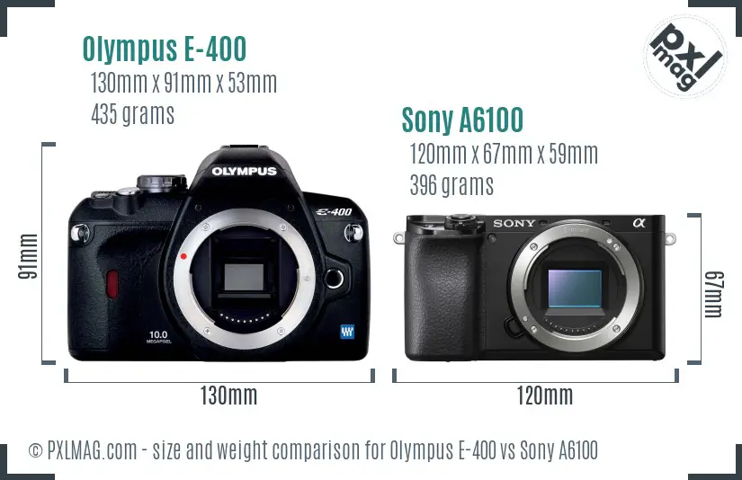 Olympus E-400 vs Sony A6100 size comparison Olympus E-400 vs Sony A6100 size comparison