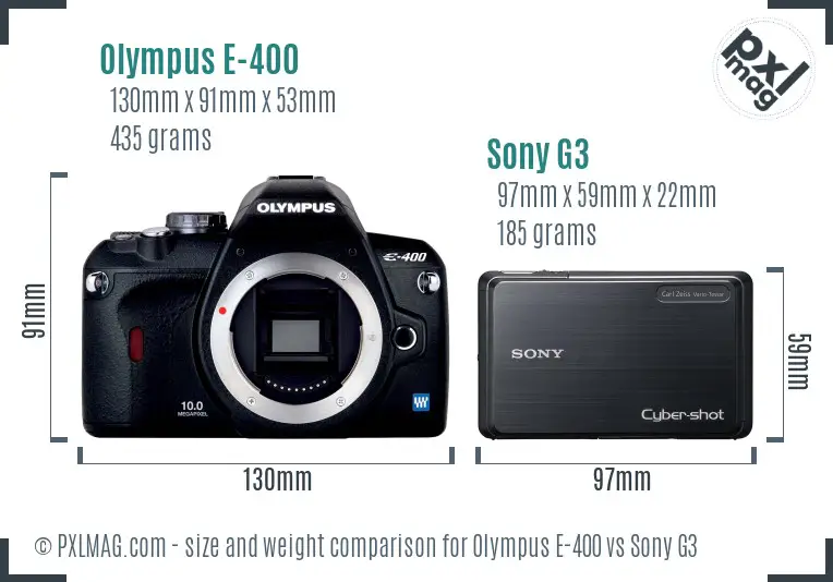 Olympus E-400 vs Sony G3 size comparison
