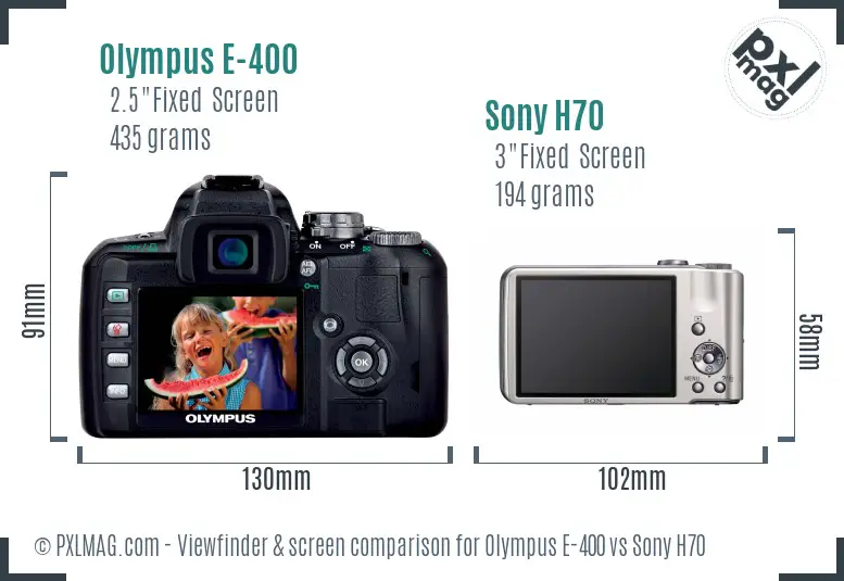 Olympus E-400 vs Sony H70 Screen and Viewfinder comparison