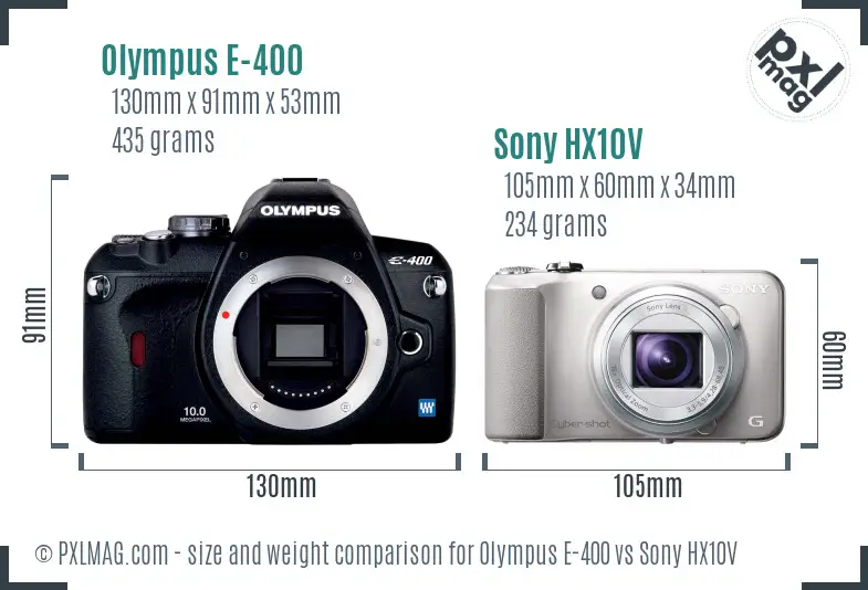 Olympus E-400 vs Sony HX10V size comparison