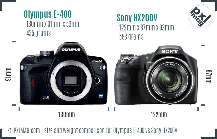 Olympus E-400 vs Sony HX200V size comparison