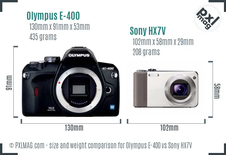 Olympus E-400 vs Sony HX7V size comparison
