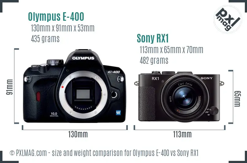 Olympus E-400 vs Sony RX1 size comparison