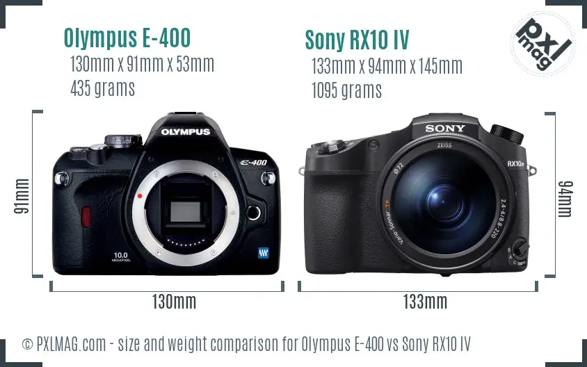 Olympus E-400 vs Sony RX10 IV size comparison