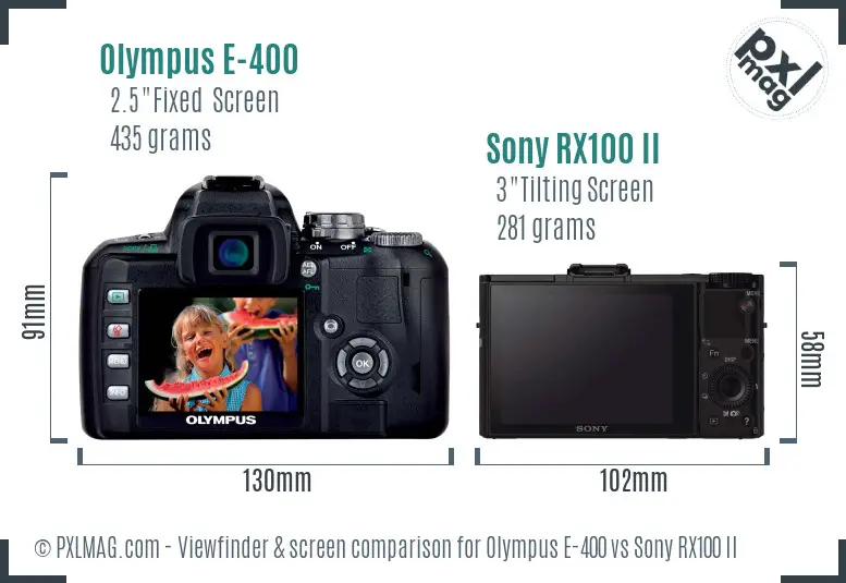 Olympus E-400 vs Sony RX100 II Screen and Viewfinder comparison