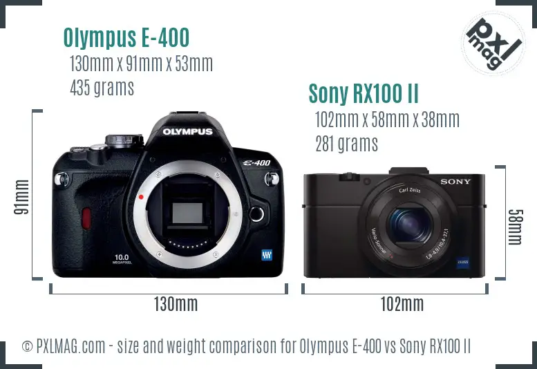 Olympus E-400 vs Sony RX100 II size comparison