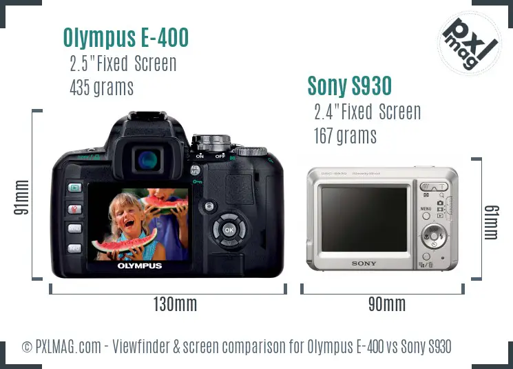 Olympus E-400 vs Sony S930 Screen and Viewfinder comparison