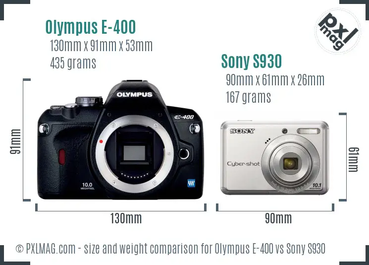 Olympus E-400 vs Sony S930 size comparison