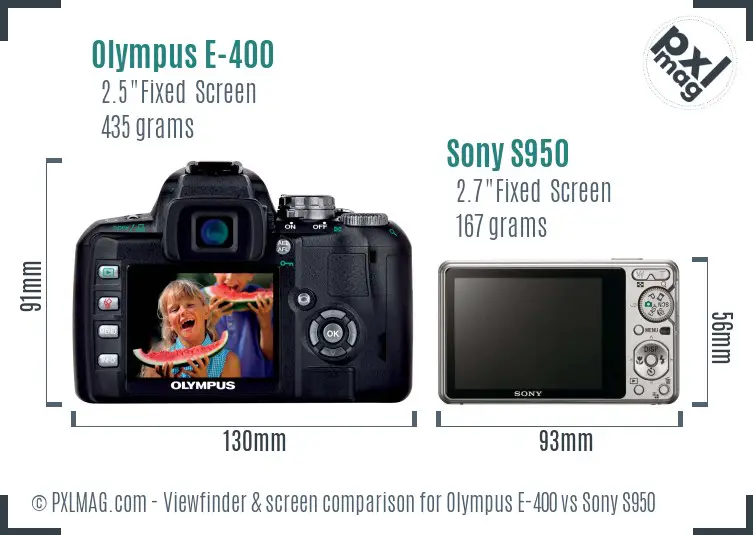 Olympus E-400 vs Sony S950 Screen and Viewfinder comparison