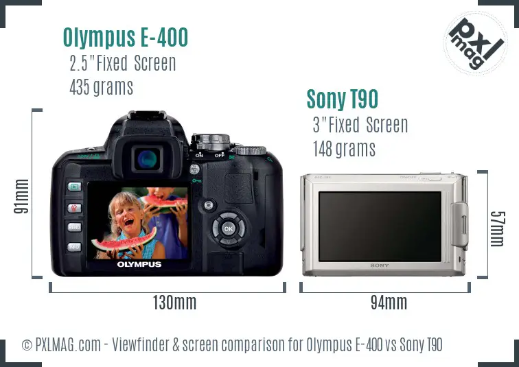 Olympus E-400 vs Sony T90 Screen and Viewfinder comparison Olympus E-400 vs Sony T90 Screen and Viewfinder comparison