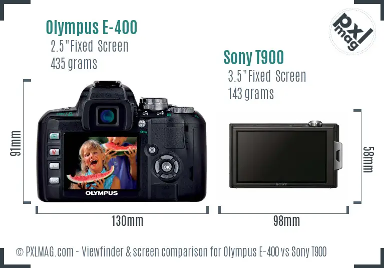 Olympus E-400 vs Sony T900 Screen and Viewfinder comparison