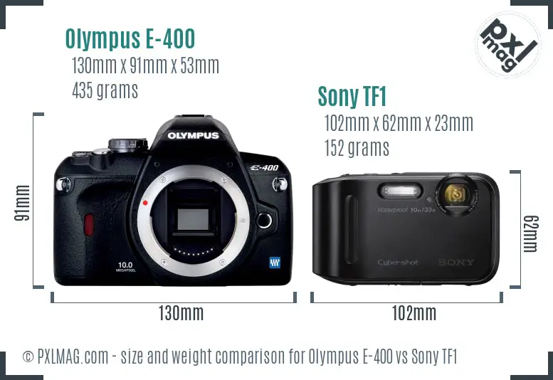 Olympus E-400 vs Sony TF1 size comparison