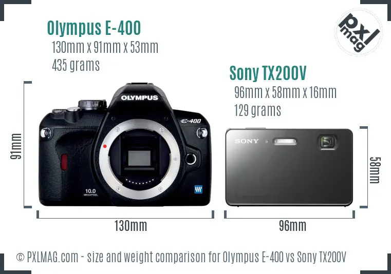 Olympus E-400 vs Sony TX200V size comparison