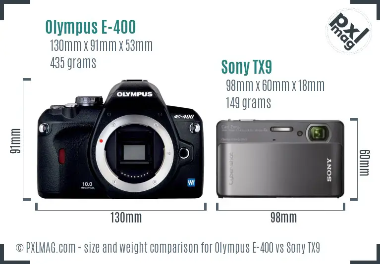 Olympus E-400 vs Sony TX9 size comparison Olympus E-400 vs Sony TX9 size comparison