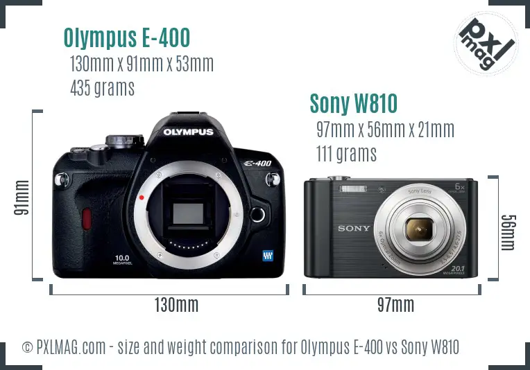 Olympus E-400 vs Sony W810 size comparison