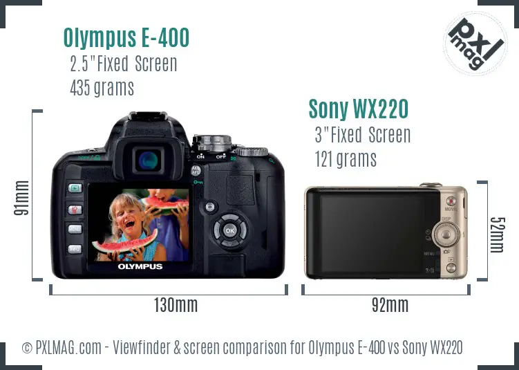 Olympus E-400 vs Sony WX220 Screen and Viewfinder comparison
