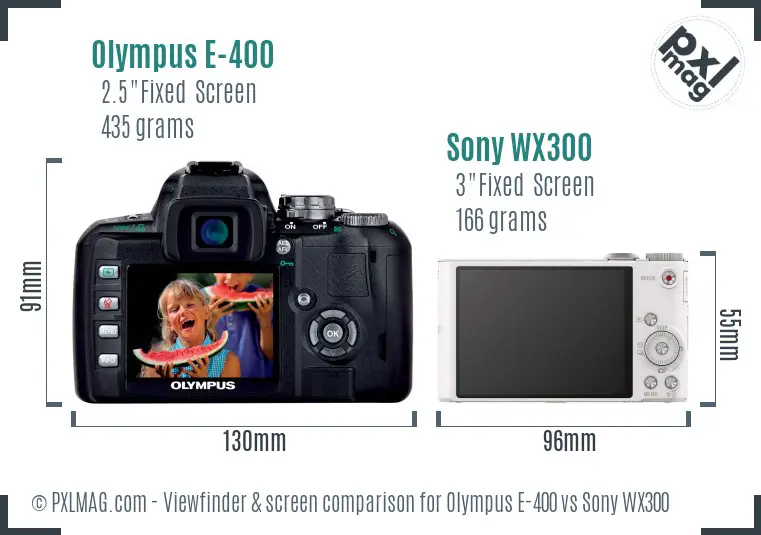 Olympus E-400 vs Sony WX300 Screen and Viewfinder comparison