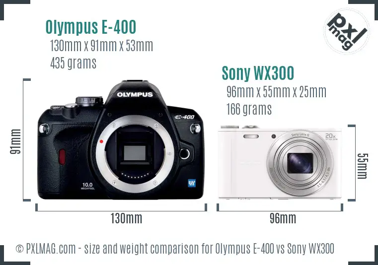 Olympus E-400 vs Sony WX300 size comparison