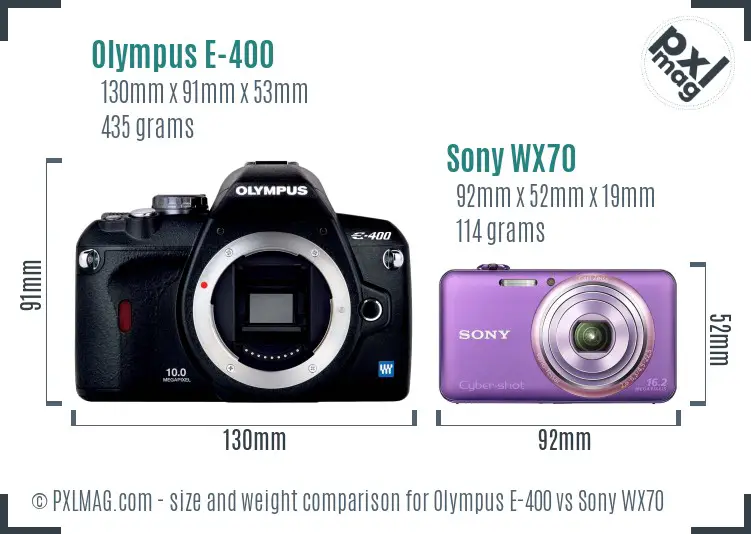 Olympus E-400 vs Sony WX70 size comparison