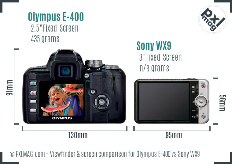 Olympus E-400 vs Sony WX9 Screen and Viewfinder comparison Olympus E-400 vs Sony WX9 Screen and Viewfinder comparison