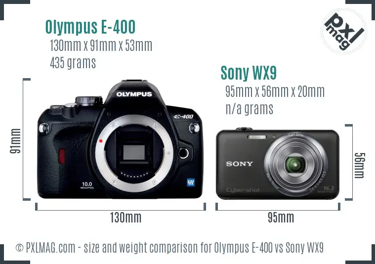 Olympus E-400 vs Sony WX9 size comparison