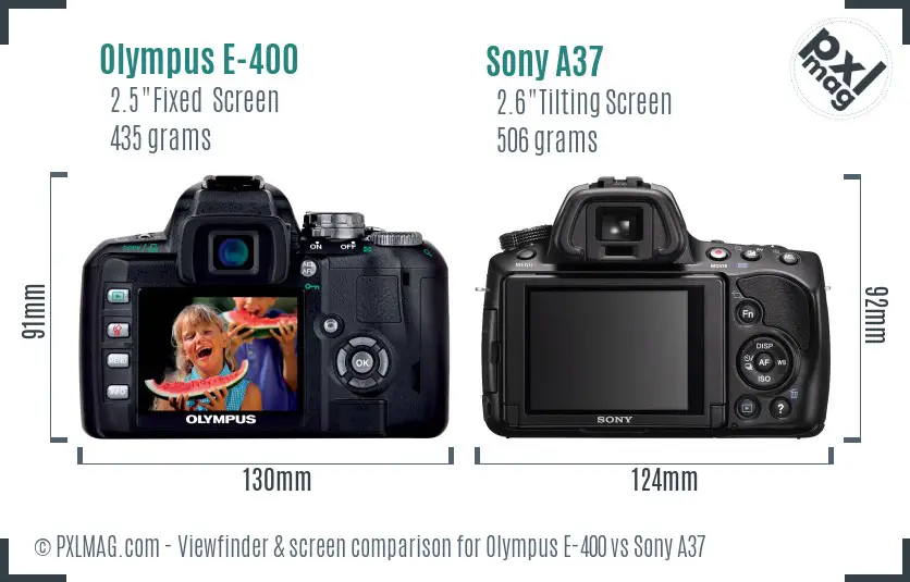 Olympus E-400 vs Sony A37 Screen and Viewfinder comparison