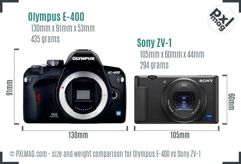 Olympus E-400 vs Sony ZV-1 size comparison