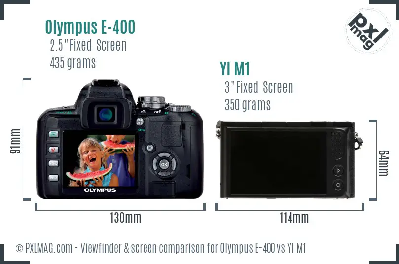 Olympus E-400 vs YI M1 Screen and Viewfinder comparison