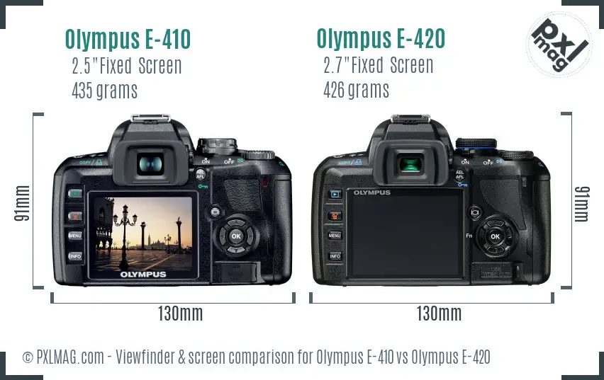 Olympus E-410 vs Olympus E-420 Screen and Viewfinder comparison
