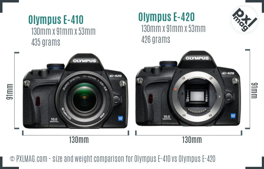 Olympus E-410 vs Olympus E-420 size comparison